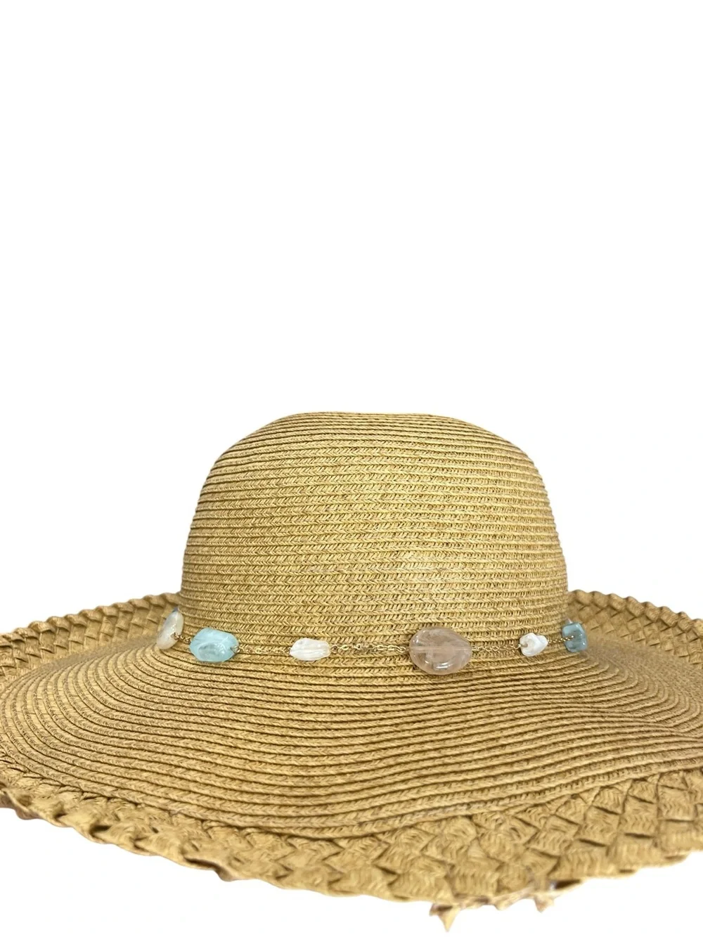 Sun N Sand UPF 50+ Wide Brim Floppy Straw Sun Hat Tan Stone Accent